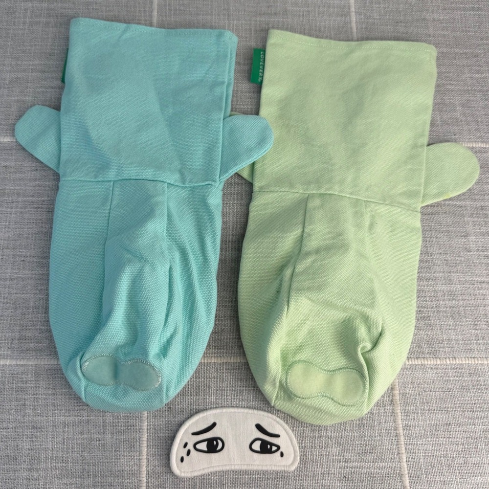 Lovevery Hand Puppets One Emotion Eyes Green Blue Toddler Montessori Toy
